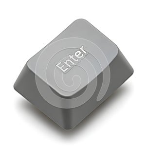 A close-up view of a gray enter key on a computer keyboard