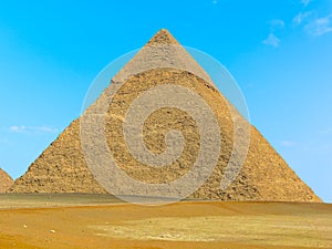A close up view of the Great Pyramid at Giza, Egypt