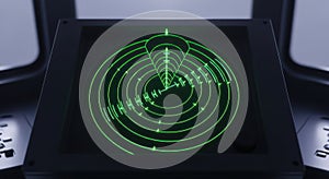 Green Radar Screen Displaying Concentric Circles and Target Data
