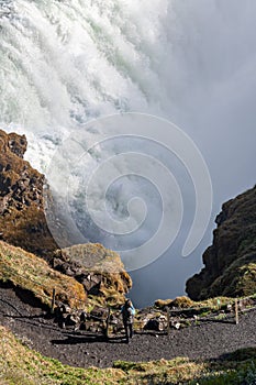 Close-up view of the Gullfoss waterfall in Iceland