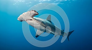 Hammerhead Shark in Deep Blue Ocean