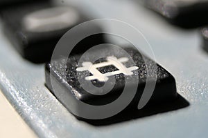 Close up view of a hashtag button photo