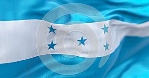 Close-up view of the Honduras national flag waving in the wind photo