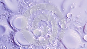 Iridescent liquid surface with bubbles. AI image