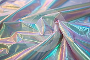 Abstract iridescent polycarbonate texture background close-up view photo