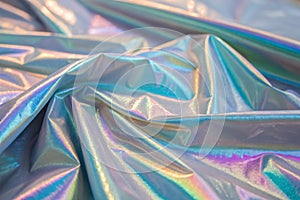 Abstract iridescent polycarbonate texture background close-up view photo