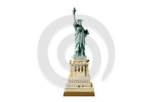 Close up view isolated Statue of Liberty. Liberty Island in New York. Harbor in New York.