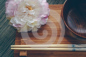 Close up view of japanese styled tablewear photo