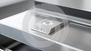 Close up view of a lab densitometer control panel showcasing its sleek design and functional buttons for precision measurements photo