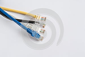 Close up view of LAN cables