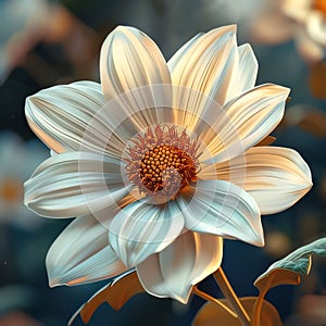 Close-up view of a large white flower with petals blurred background. Flowering flowers, a symbol of spring, new life