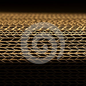 Close-up view of layered corrugated cardboard, showcasing a repeating pattern of