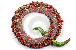 Close up view of the letter Q made of pepper photo