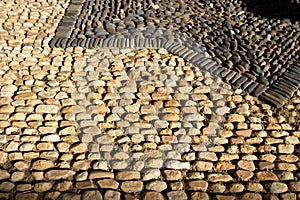 Close-up View of Light and Dark Pavement Cobbles, Mexico