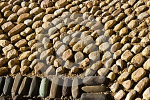 Close-up View of Light and Dark Pavement Cobbles, Mexico