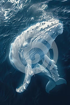 Close-up view of a majestic humpback whale underwater.