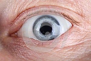 Close-up view of male eye with lots of wrinkles