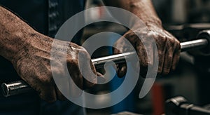 Close-up of a Mechanic\'s Hands Working on a Metal Part photo