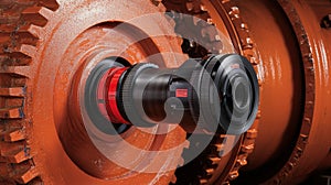Close-up view of the mechanical components showcasing the complex gears.