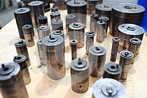 Close up view of metal spindles