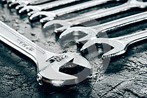 close up view of metal wrenches
