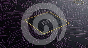 Futuristic AI Processor on Glowing Digital Circuit Board