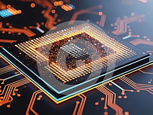 Close-up view of a microprocessor on a circuit board