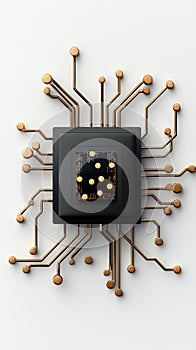 A closeup view of a microprocessor with intricate circuitry symbolizing advanced technology and innovation in electronics