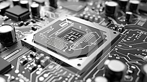 Close-Up View of a Modern Central Processing Unit on a Motherboard photo