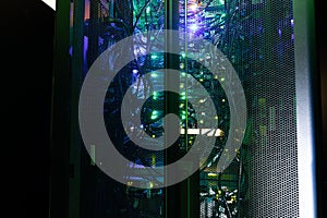 Close up view of a modern computer server