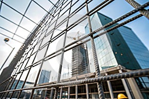 Close-up of metal grid structure