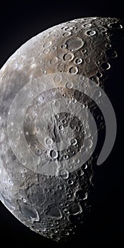 Close-up View Of Moon Craters: Dynamic Color Contrasts And High Detail