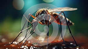 A Close-Up View of Mosquitoes. virus ecology. Generative AI