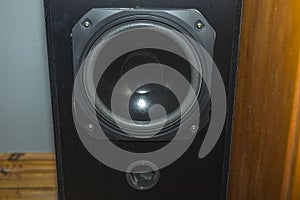 Close up view of music  speaker isolated. Sound concept