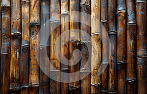 Natural textured bamboo wall close-up