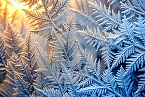 Close up view of the natural frosty patterns photo