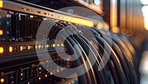 Network server with cables and lights