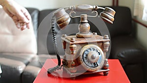 view on old telephone dial