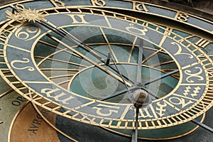 Close-up view of Old Town Hall Tower Prague astronomical clock