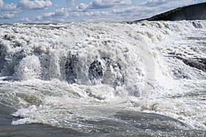 Close up view of one of the waterfalls at Gullfoss, Iceland