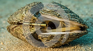 Underwater clam with device