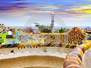 Close up view of Park Guell in Barcelona