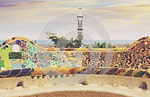 Close up view of Park Guell in Barcelona