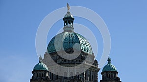 Close up view of Parliament building\'s dome at Victoria Island BC Canada