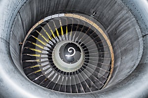 Close up view on a part plane turbine.