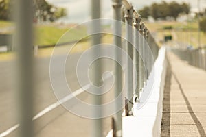 Close-up view of partition at race track
