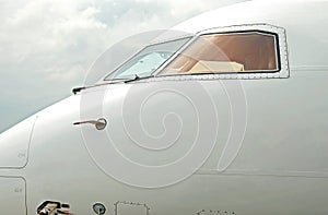 Close-up view of passenger jet airplane