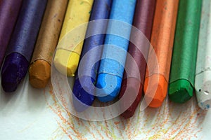 Close up view of pastel crayons