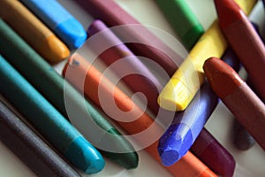 Close up view of pastel crayons