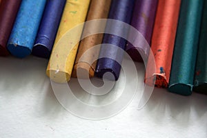 Close up view of pastel crayons